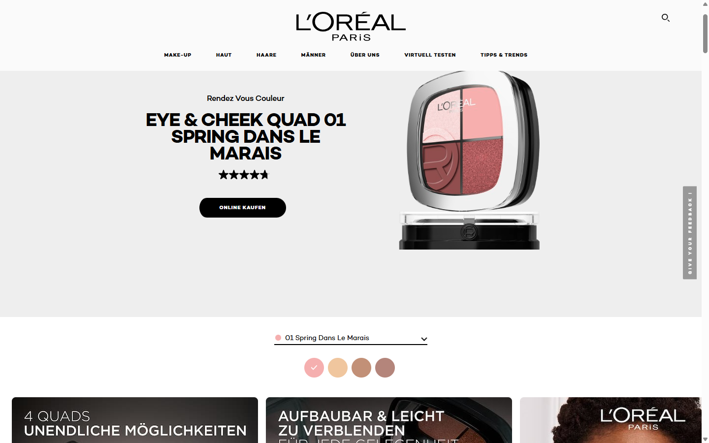 L'Oréal Paris DE — Rendez-Vous Couleur Eye & Cheek Quad · product page · Sitecore